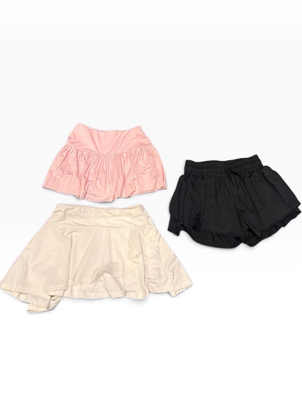 Girls' Active Skort and Short Set - Pink, White, Black Small